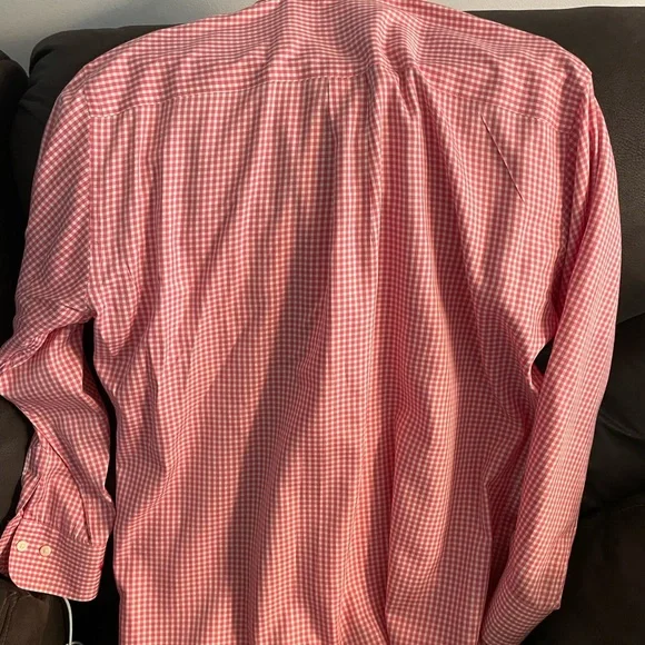 Peter Millar Men’s Shirt Longsleeve Red & White Plaid Large - Picture 2 of 3